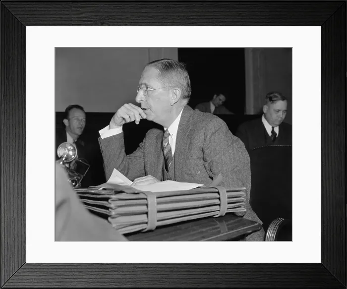 Framed Print : Lammont DuPont before the Senate Finance Subcommittee, Dec. 1, 1938