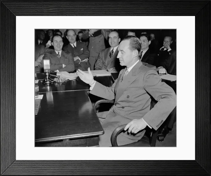Framed Print : Edsel Ford before the Monopoly Committee, Dec. 5, 1938. He testified that the Ford Motor Company would have failed in its first year without patent protection. (BSLOC_2013_7_114)