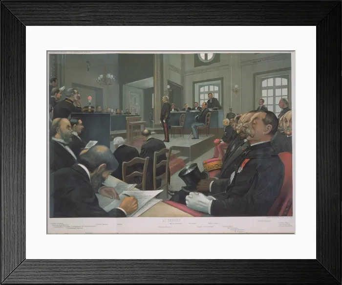 Framed Print : Courtroom scene of the espionage trail of Captain Alfred Dreyfus at Rennes in 1899