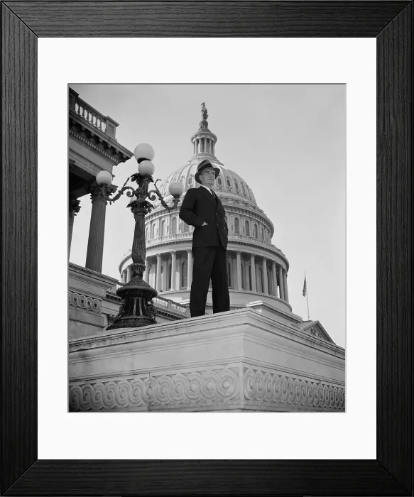 Framed Print : Bruce Barton at the U.S. Capitol, ca. 1938. The advertising executive and author served two terms in Congress as a Republican from New York. (BSLOC_2013_7_115) Framed Print : Bruce Barton at the U.S. Capitol, ca. 1938. The advertising executive and author served two terms in Congress as a Republican from New York. (BSLOC_2013_7_115)