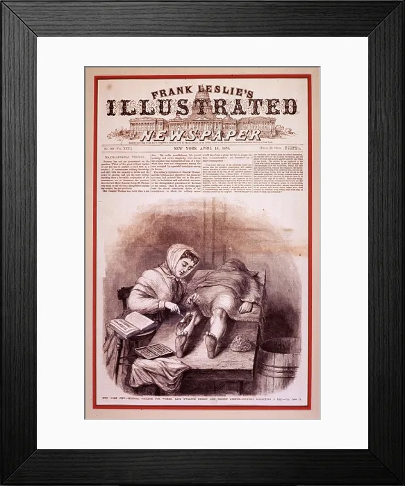 Framed Print : Woman medical student dissecting the leg of a cadaver at the Medicine College for Women in 1870