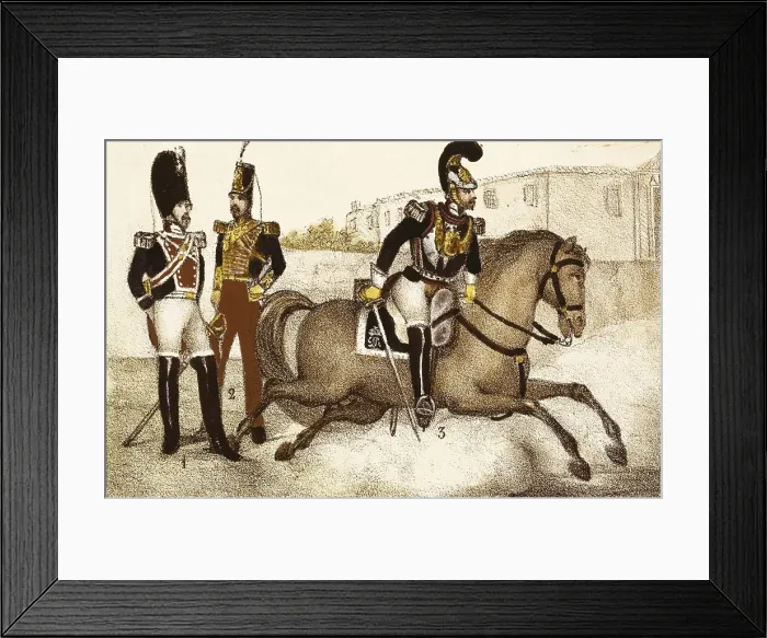 Framed Print : Spain (1833). Royal Guard. Grenadiers on horseback, artillery and cuirassiers. Litography. SPAIN. Madrid. National Library. AISA / Everett Collection**US SALES ONLY** Framed Print : Spain (1833). Royal Guard. Grenadiers on horseback, artillery and cuirassiers. Litography. SPAIN. Madrid. National Library. AISA / Everett Collection**US SALES ONLY**