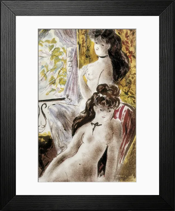 Framed Print : BAUDELAIRE, Charles (1821-1867). French poet and critic. Illustration of Emili Grau Sala for an edition of 'Les Fleurs du Mal'. Pastel