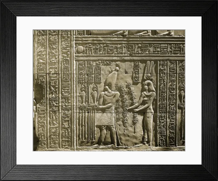 Framed Print : Temples of Sobek and Haroeris. 2nd-1st c. BC. EGYPT. Kawm Umbu. Temple of Kom Ombo (dedicated to Haroeris and Sobek). Offerings of Ptolemy VIII and Cleopatra II to the gods