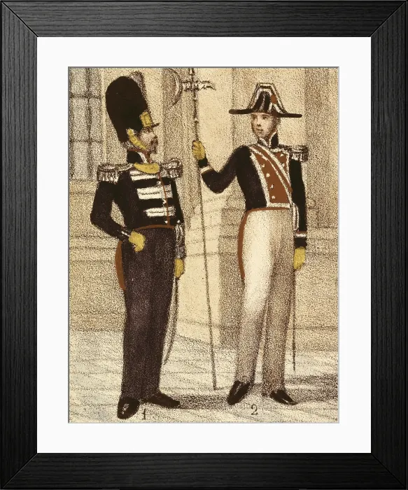 Framed Print : Spain (1833). Royal Guard Infantry and halberdier. Litography. SPAIN. Madrid. National Library. AISA / Everett Collection**US SALES ONLY**