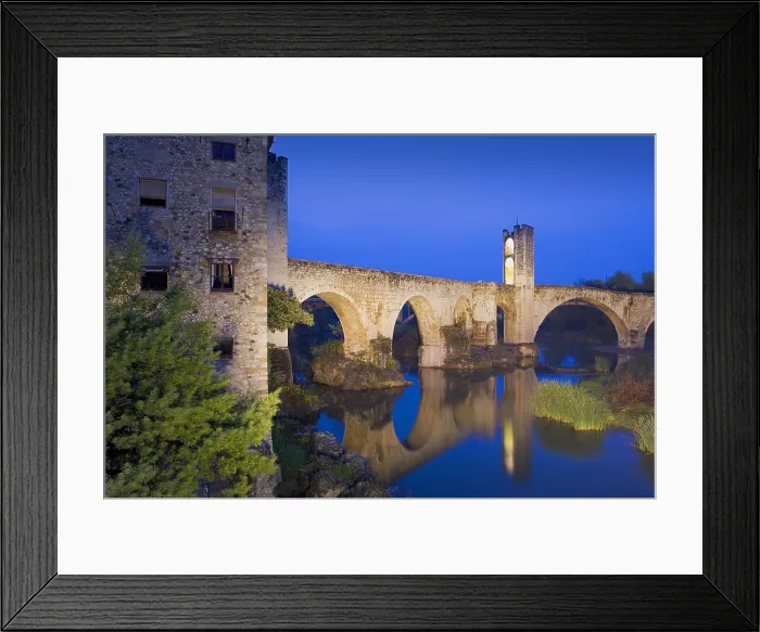 Framed Print : SPAIN. Besalu. Romanesque bridge over the Fluvi river. Romanesque art. - Lucas Vallecillos / Iberfoto / Everett Collection (448687)**US SALES ONLY**