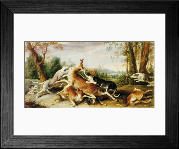 Framed Print : SNYDERS, Frans, pupil of (second half 17th century). The Deer Hunt. 2nd half 16th c.I. Flemish art. Oil on canvas. SPAIN. Madrid. Prado Museum