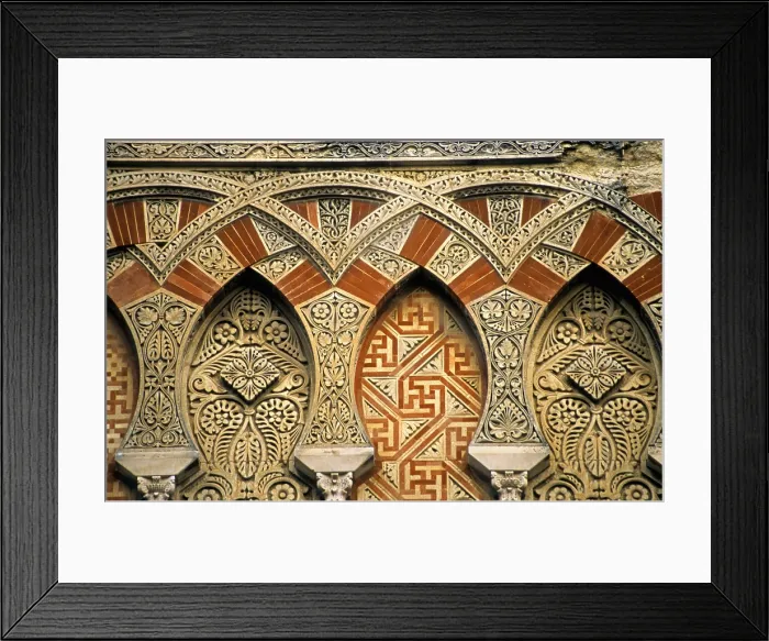 Framed Print : SPAIN. Cordoba. Mezquita (Mosque). details of the exterior Mosque-cathedrals walls, in Torrijos street. Hispano-Moresque art. Caliphate period