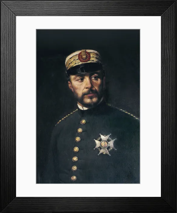 Framed Print : PRIM I PRATS, Joan (1814-1870). Spanish general and politician, Prime Minister (1869-1970). Portrait of 1884. Work by CUSACHS i CUSACHS, Josep (1851-1908). Realism. Oil on canvas