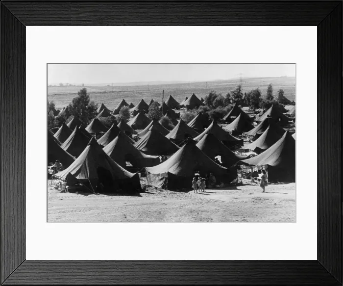 Framed Print : Tents used as temporary housing for Jewish immigrants in Israel