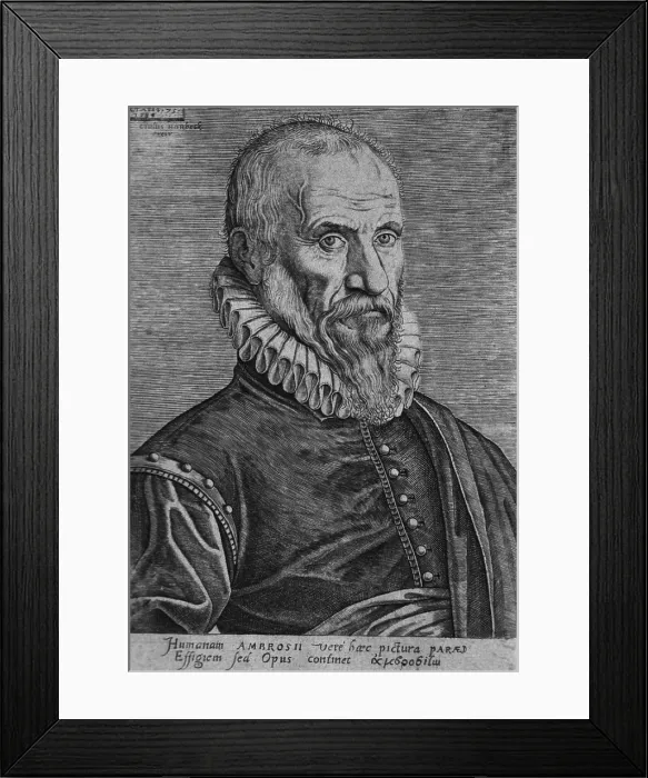 Framed Print : Ambroise Pare, the great 16th century surgeon, developed surgical techniques, invented instruments for battlefield operations