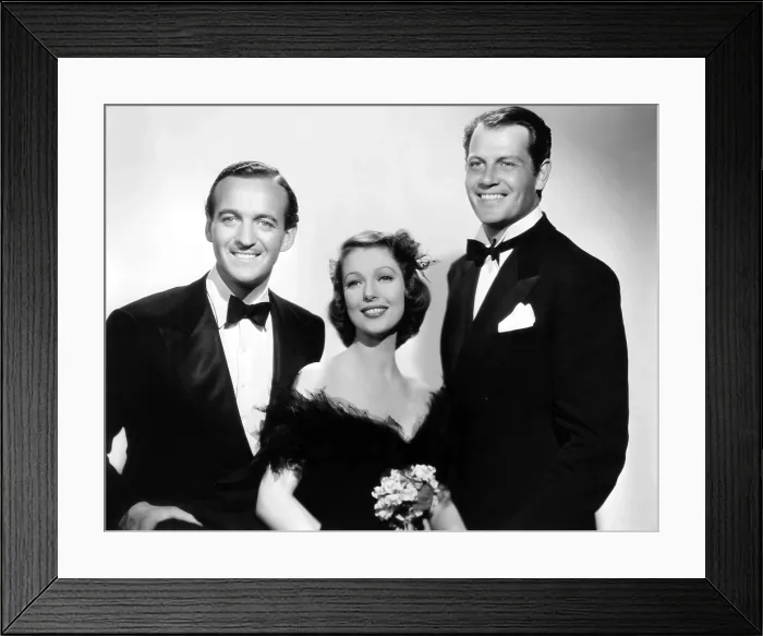 Framed Print : THREE BLIND MICE, from left: David Niven, Loretta Young, Joel McCrea, 1938, TM & Copyright 20th Century Fox film Corp. / courtesy Everett Collection