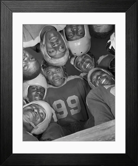 Framed Print : Africans American football huddle at Bethune-Cookman College. Jan. 1943 photo by Gordon Parks Framed Print : Africans American football huddle at Bethune-Cookman College. Jan. 1943 photo by Gordon Parks