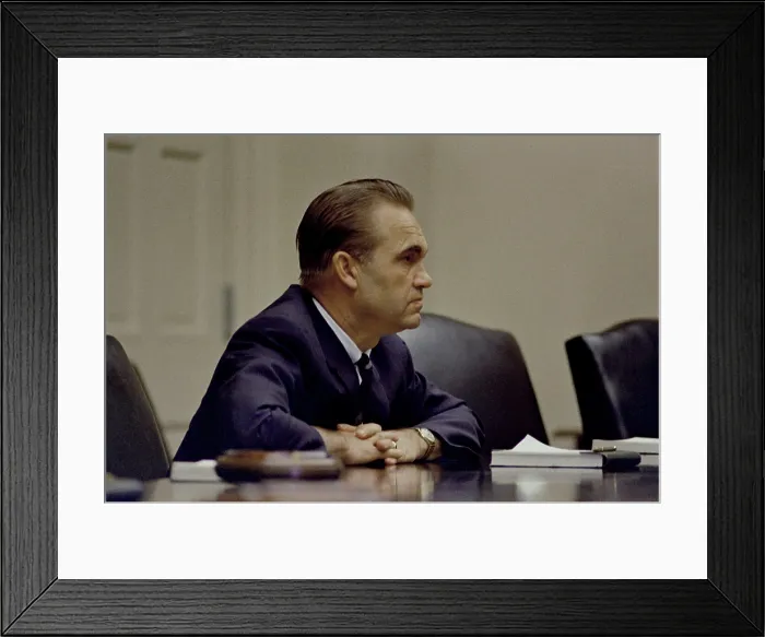 Framed Print : George Wallace, the segregationist former Governor of Alabama in a White House meeting during his third party presidential campaign