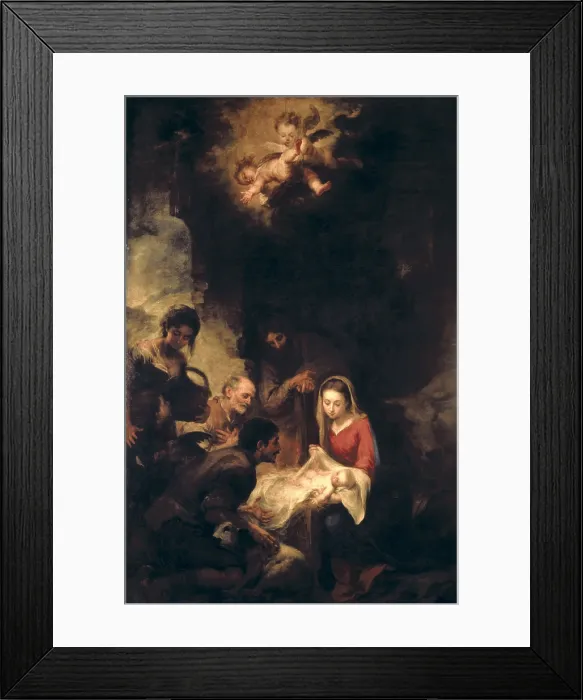 Framed Print : MURILLO, Bartolome Esteban (1617-1682). Adoration of the shepherds.1668 - 1669. Baroque art. Oil on canvas. SPAIN. Sevilla. Fine Arts Museum. Proc: SPAIN. Sevilla