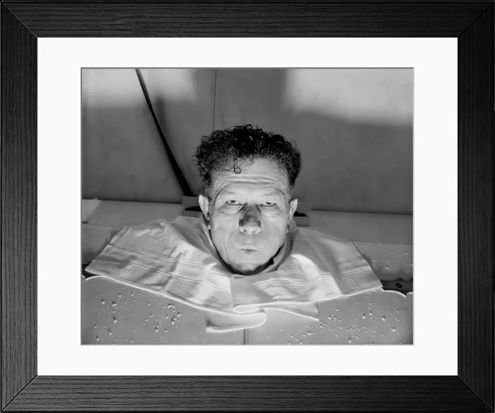 Framed Print : Senator Allen Ellender of Louisiana in a steam bath. Mar. 17, 1939. He supported the New Deal and Harry Truman, but like most Southern Senators opposed Civil Rights legislation