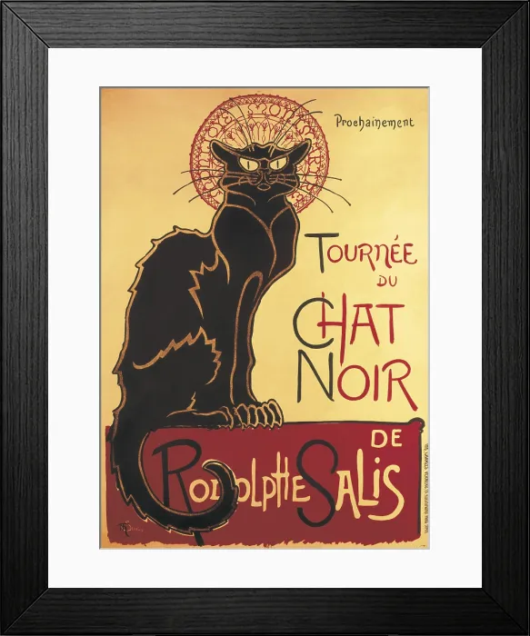 Framed Print : STEINLEN, Theophile Alexandre (1859-1923). Reopening of the Chat Noir Cabaret. 1896. Advertisment of the tour of this cabaret from Montmartre founded by Rodolphe Salis