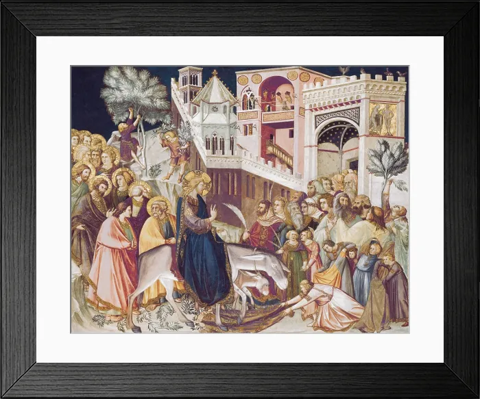 Framed Print : LORENZETTI, Pietro (1280-1348). Entry of Christ into Jerusalem. ca. 1320. ITALY. Assisi. Lower Basilica of San Francesco d'Assisi (St Francis). Located in the church transept