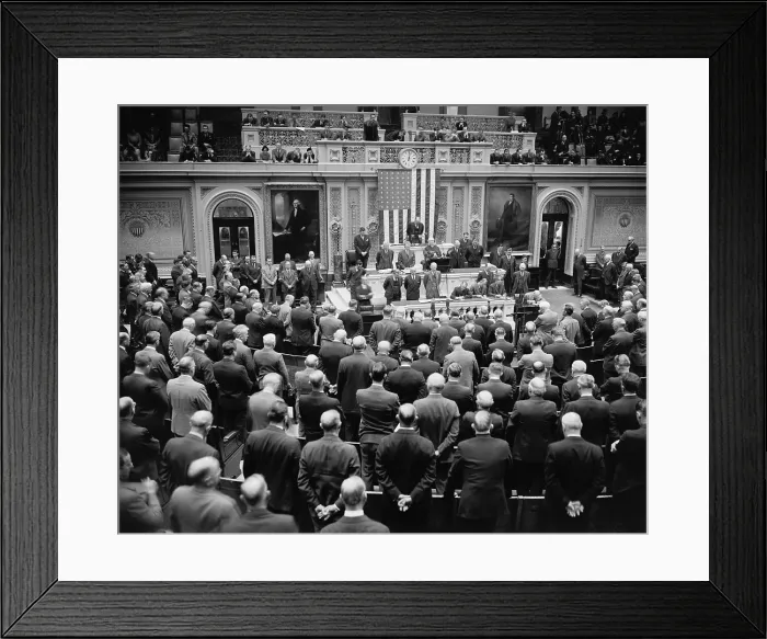 Framed Print : House of Representatives prays, Nov. 15, 1937. Rev. James Montgomery, chaplain of the House, delivered the prayer to open the special session called by President Roosevelt