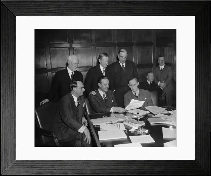 Framed Print : Harry Hopkins, Secretary of Commerce, meets with FDR's Business Advisory Council. As Europe approached war, FDR sought to repair relations with business leaders