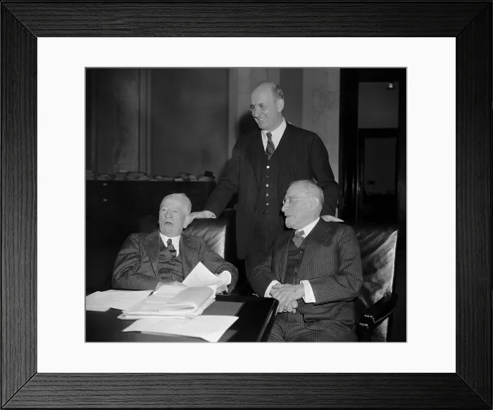 Framed Print : Senator Carter Glass with Henry Morgenthau Sr. and Jr. in 1939