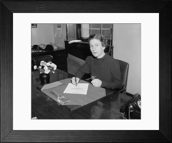 Framed Print : Clara Gooding McMillan succeeded her late husband in Congress, Nov. 11, 1939. She served until Jan