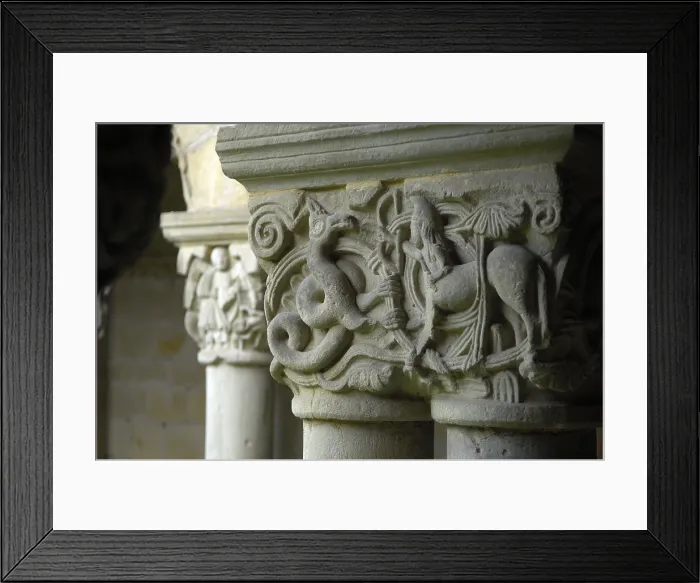 Framed Print : SPAIN. Santillana de Mar. The cloister of the Collegiate church. Romanesque art12th c