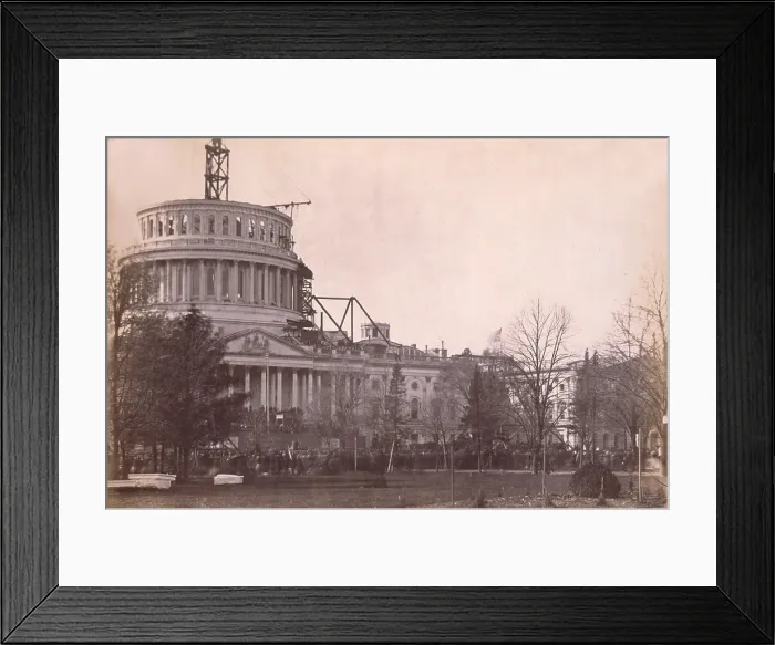 Framed Print : Abraham Lincoln's subdued first inauguration was attended by a small crowd at the U.S. Capitol