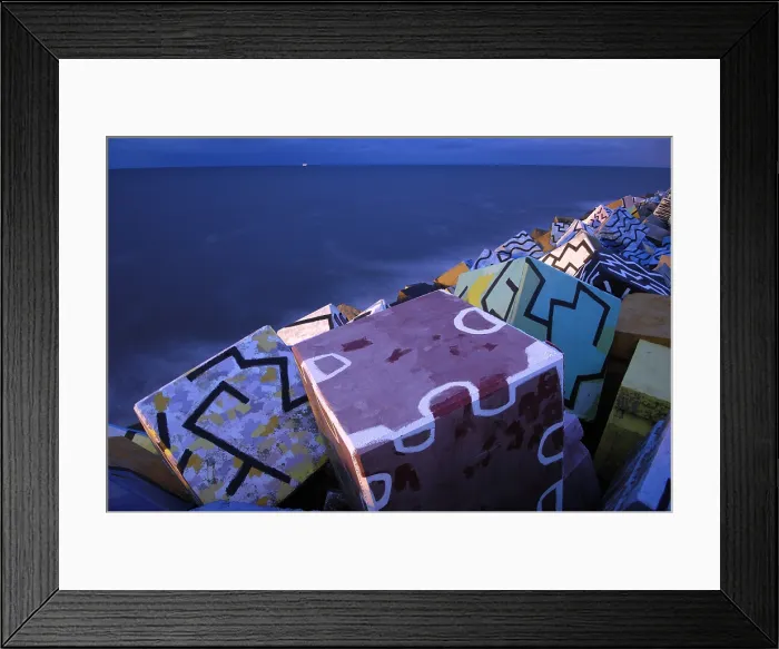 Framed Print : SPAIN. Llanes. Cubos de la memoria' (The Cubes of the memory). Work by Agustn Ibarrola2002. Rafa Prez / AISA / Everett Collection - Image has fine art copyright
