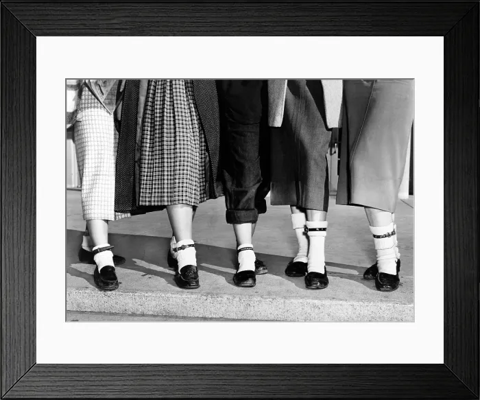 Framed Print : Bobby socks, ankle high, often thick or decorated, were popular with young Americans in the 1940s and 1950s Framed Print : Bobby socks, ankle high, often thick or decorated, were popular with young Americans in the 1940s and 1950s