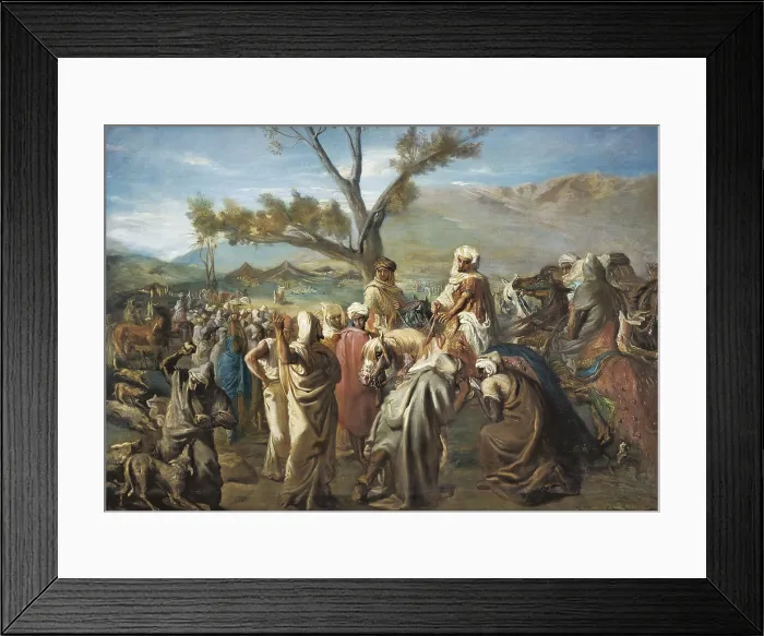 Framed Print : CHASSERIAU, Theodore (1819-1856). Caid visiting a Bedouin tribe (Cad visitant un douar). 1849. Romanticism. Orientalism. Oil on canvas. FRANCE. Paris. Louvre Museum