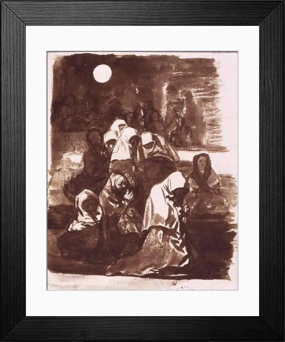 Framed Print : GOYA Y LUCIENTES, Francisco de (1746-1828). Group of Women Praying. 18th c.-19th c. Drawing. SPAIN. Madrid. National Library