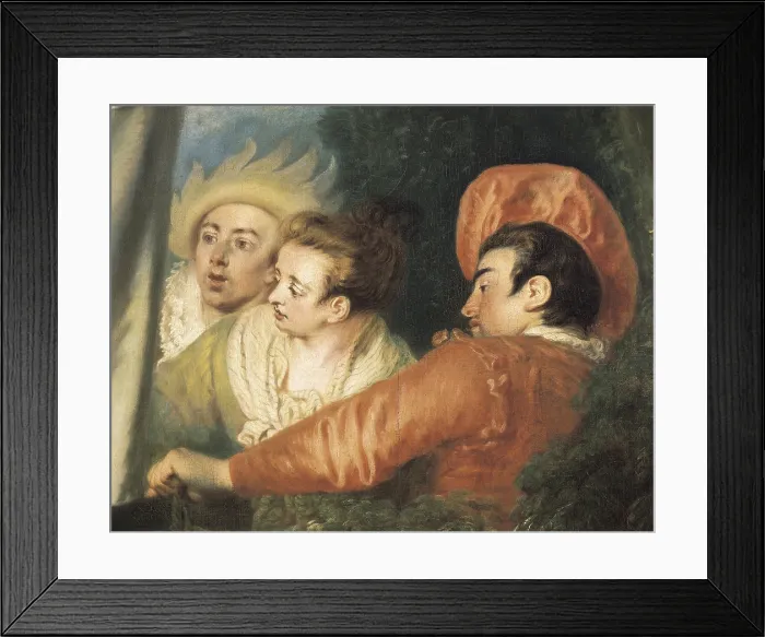 Framed Print : WATTEAU, Jean-Antoine (1684-1721). Pierrot also known as Gilles. ca. 1718 - ca. 1719. Right lower detail. Rococo. Oil on canvas. FRANCE. Paris. Louvre Museum