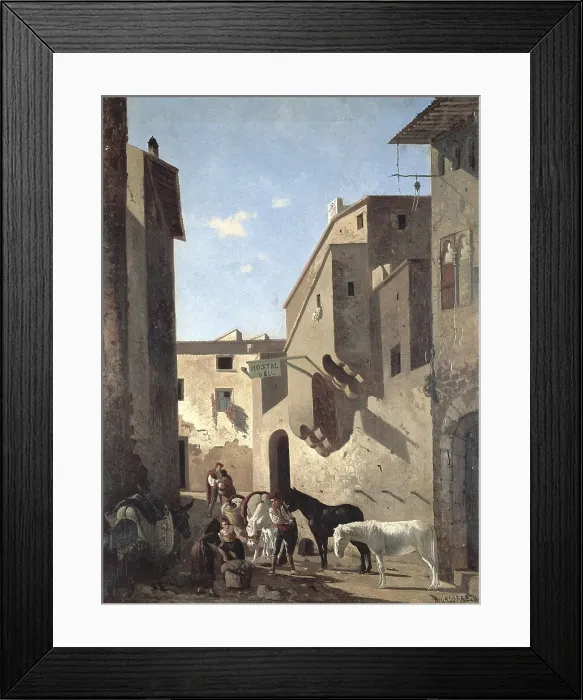 Framed Print : Farm scene (Hostal Vell). 1869. Naturalism. Oil on canvas. SPAIN. Reus. Museu d'Art i Histria. - M.C.Esteban / Iberfoto / Everett Collection (139141)**US SALES ONLY**