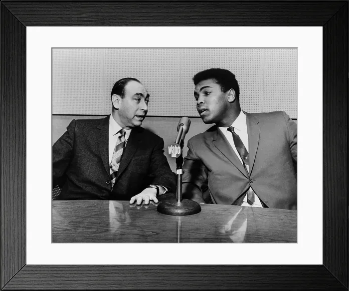 Framed Print : Muhammad Ali and Howard Cosell on Speaking of everything with Howard Cosell on WABC radio in 1965 Framed Print : Muhammad Ali and Howard Cosell on Speaking of everything with Howard Cosell on WABC radio in 1965