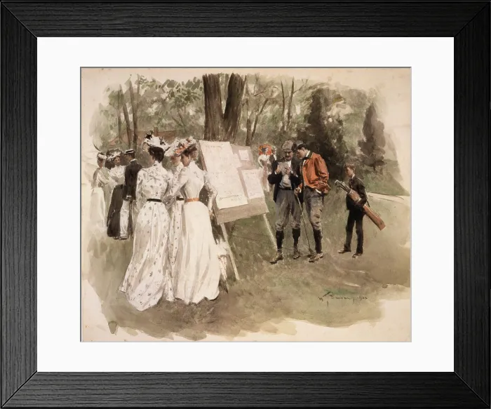 Framed Print : A golf tournament at the Chevy Chase Club, 1902. Watercolor by William Thomas Smedley (1858-1920)