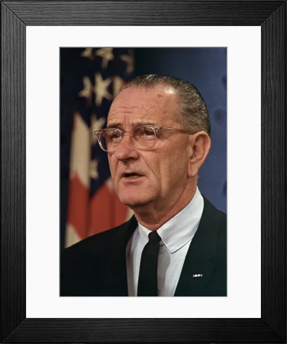 Framed Print : President Lyndon Johnson at the Honolulu Conference on the Vietnam War. Feb. 3, 1966