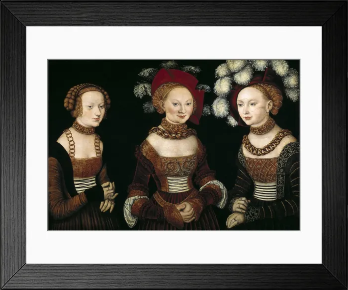 Framed Print : Cranach, Lucas, 'the Elder' (1472-1553). Three princesses of Saxony, Sibylla (1515-92), Emilia (1516-91) and Sidonia (1518-75), daughters of Duke Heinrich of Frommen Framed Print : Cranach, Lucas, 'the Elder' (1472-1553). Three princesses of Saxony, Sibylla (1515-92), Emilia (1516-91) and Sidonia (1518-75), daughters of Duke Heinrich of Frommen