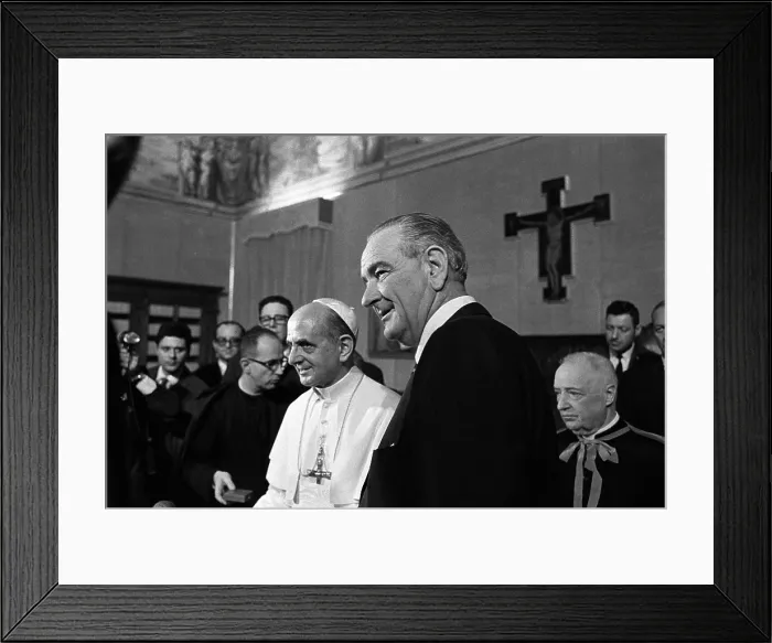 Framed Print : President Lyndon Johnson at the Vatican with Pope Paul VI. Dec. 23, 1967