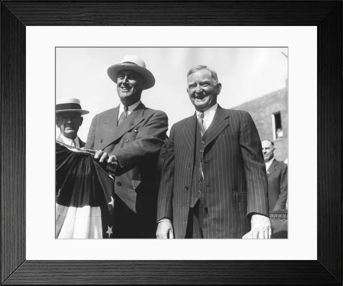 Framed Print : Franklin Roosevelt campaigning with John Garner in Peekskill, New York. Aug. 14, 1932 Framed Print : Franklin Roosevelt campaigning with John Garner in Peekskill, New York. Aug. 14, 1932