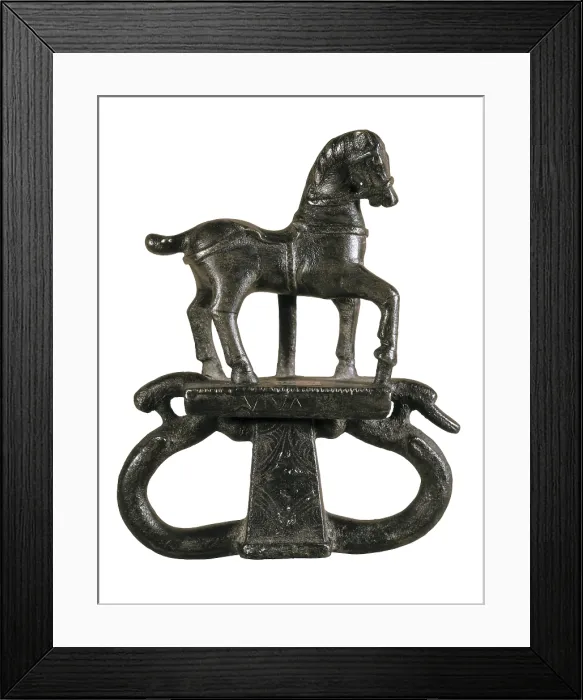 Framed Print : Buckle reins with a horse figure. Iberian art. Sculpture on bronze. SPAIN. Madrid. National Museum of Archaeology. - Iberfoto / Everett Collection (228126)**US SALES ONLY** Framed Print : Buckle reins with a horse figure. Iberian art. Sculpture on bronze. SPAIN. Madrid. National Museum of Archaeology. - Iberfoto / Everett Collection (228126)**US SALES ONLY**