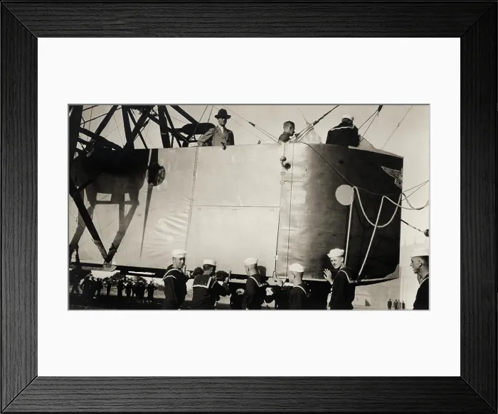 Framed Print : Franklin Roosevelt on-board a French dirigible during WW1. Aug. 17, 1918. As Assistant Secretary of the Navy, he was in Europe to inspect US Navy facilities. (BSLOC_2013_5_74)