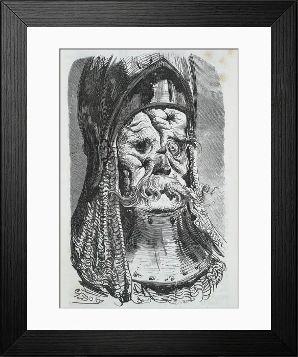 Framed Print : BALZAC, Honore de (1799-1850); Dore, Paul Gustave (1832-1883). Les contes drolatiques. 1855. Illustration of a dead knight. Engraving. FRANCE. Paris. National Library