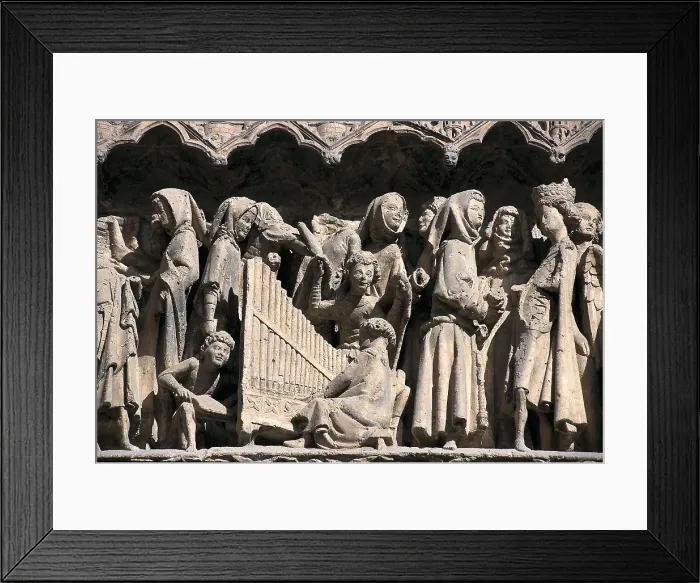 Framed Print : Cathedral of Santa Maria de Regla. 1205-1301. SPAIN. CASTILE AND LEON. Leon. Cathedral. Detail of the faade. Gothic art. Sculpture on rock Framed Print : Cathedral of Santa Maria de Regla. 1205-1301. SPAIN. CASTILE AND LEON. Leon. Cathedral. Detail of the faade. Gothic art. Sculpture on rock