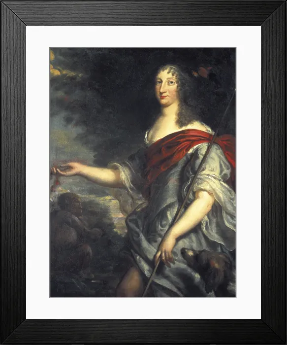 Framed Print : EGMONT, Justus van (1601-1674). The queen Christina of Sweden as Diana. 17th c. Baroque art. Oil on canvas. ITALY. Rome