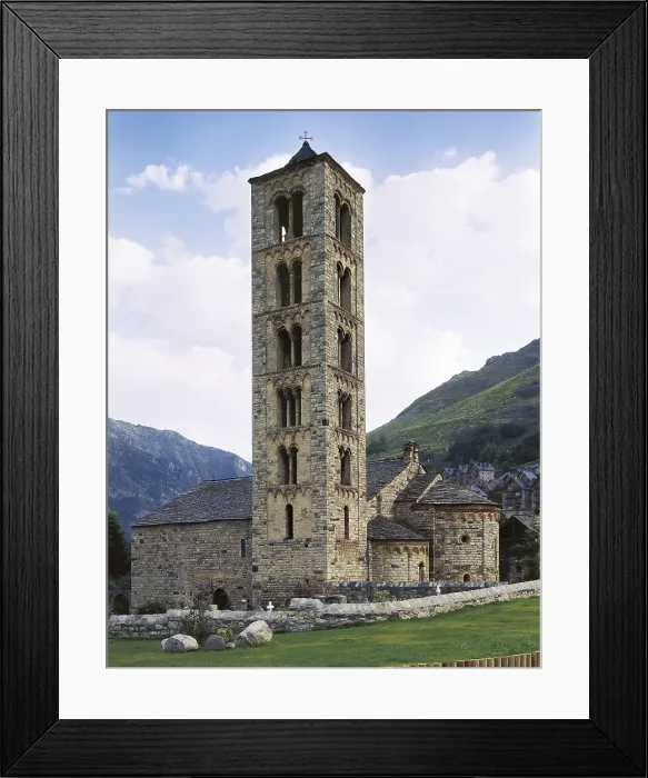 Framed Print : Church of Sant Climent in TaUll. ca. 1123. SPAIN. Vall de Boi. TaUll. Church of Sant Climent. Romanesque art. Architecture. - J Framed Print : Church of Sant Climent in TaUll. ca. 1123. SPAIN. Vall de Boi. TaUll. Church of Sant Climent. Romanesque art. Architecture. - J