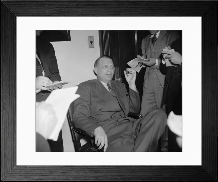 Framed Print : Rep. Martin Dies, HUAC Chairman, talks with reporters, Feb. 1940
