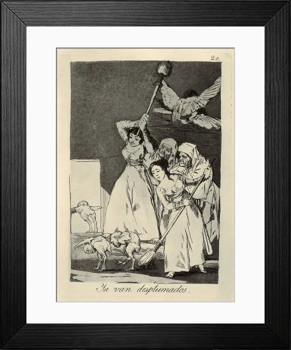 Framed Print : GOYA Y LUCIENTES, Francisco de (1746-1828). There they go, plucked. 1799. Plate 20 of 'Los Caprichos', etching, burnished and drypoint. Romanticism. Etching; Engraving