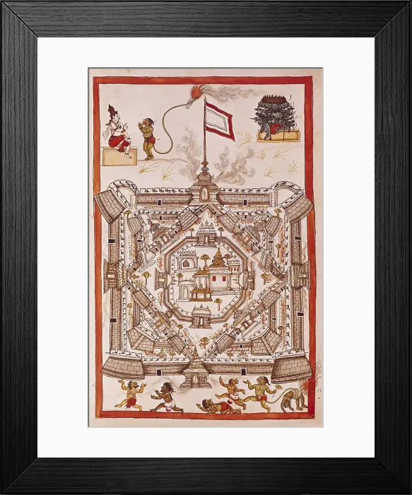 Framed Print : Book of the Moghul. Ms. 8300. 17th c. Depicting an enchanted city. Hindu art. Miniature Painting. ITALY. Venice. Biblioteca nazionale marciana (St. Mark's Library)