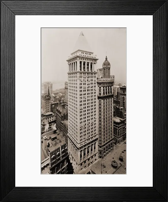 Framed Print : Bankers Trust & Hanover National Bank Building on Wall Street, New York, rose thirty-seven floors was built in 1912 in New York's financial district
